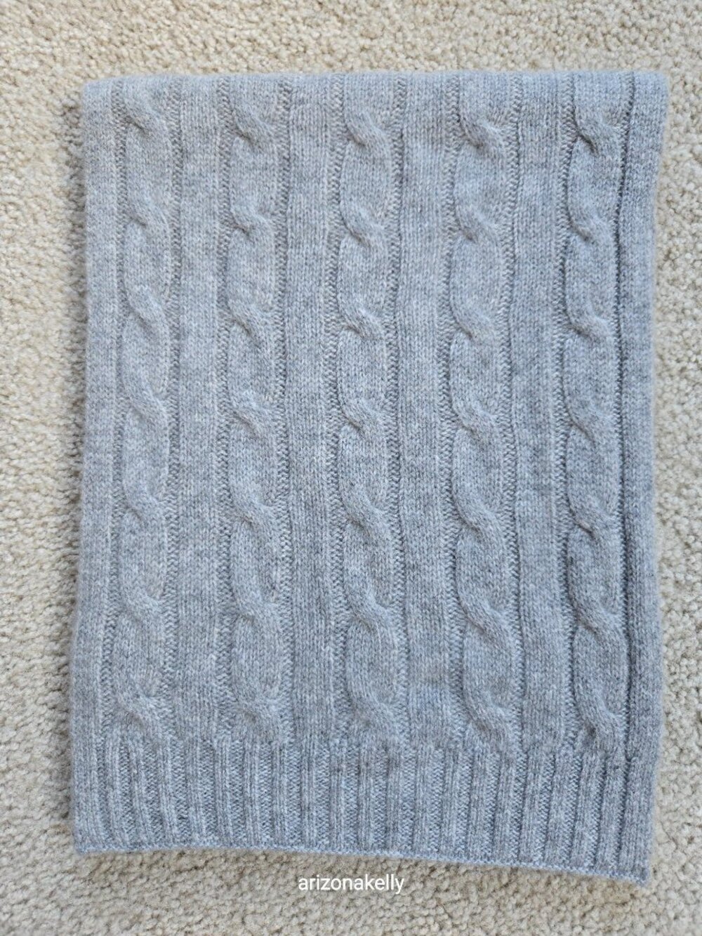 NWOT Pure Cashmere Grey Cable Knit Scarf 100% Cashmere